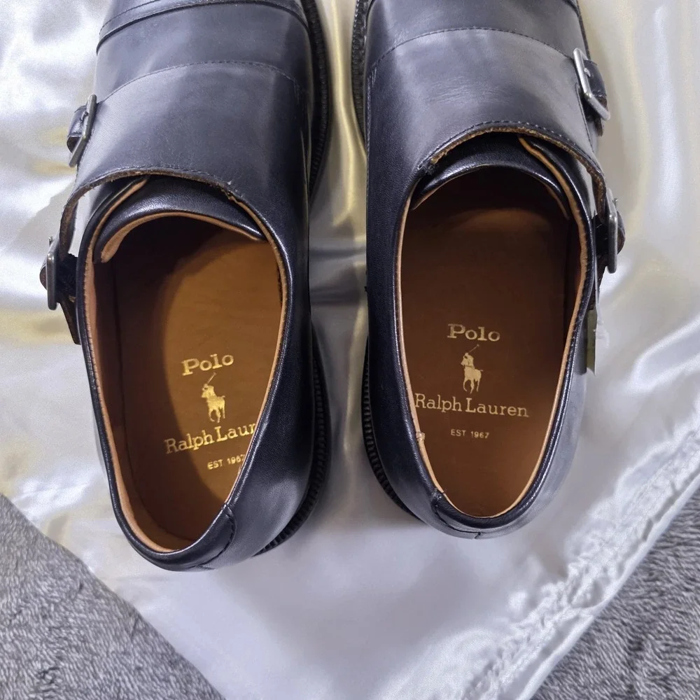 Polo Ralph Lauren Asher Double Monk Strap Oxford Leather Dress Shoes Size 8
